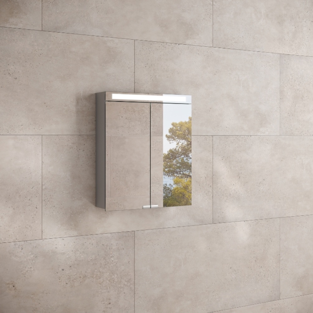 Product Lifestyle image of the Keuco Royal eOne 600mm Double Mirror Cabinet 44301 171331 with its doors closed